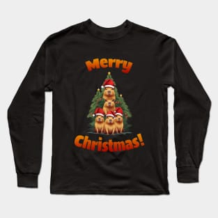 Capybara tree Christmas, Merry Christmas, Capybara Pets, Cute capybara Long Sleeve T-Shirt